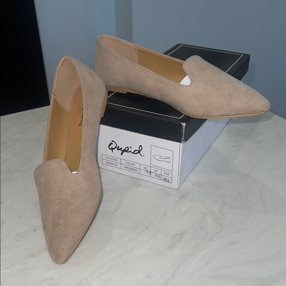 New! ✨ “Qupid” Women's Tan/ Taupe Beige Suede Flats- Size 5.5, 6.5 and 8